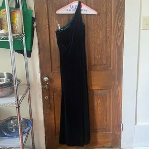 Green velvet bridesmaid dress